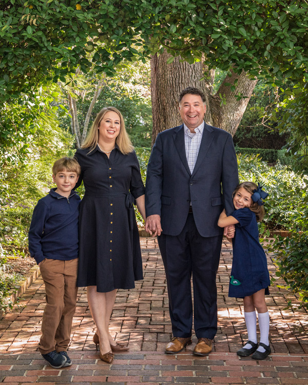 a family portrait taken in the South Carolina Governor's Mansion garden