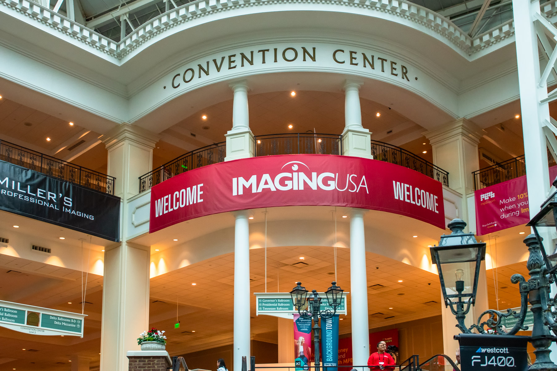 entrance to the Imaging USA 2023 photography conference in the Gaylord Opryland Resort and Convention Center